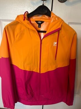 FILA Two-Tone Hooded Windbreaker - Orange & Pink